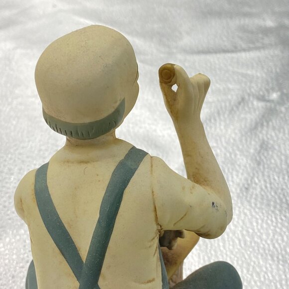 Vintage Porcelain Figurine Of Clockmaker‎ Crafting A Timepiece pocket watch 7.5” - Picture 8 of 11